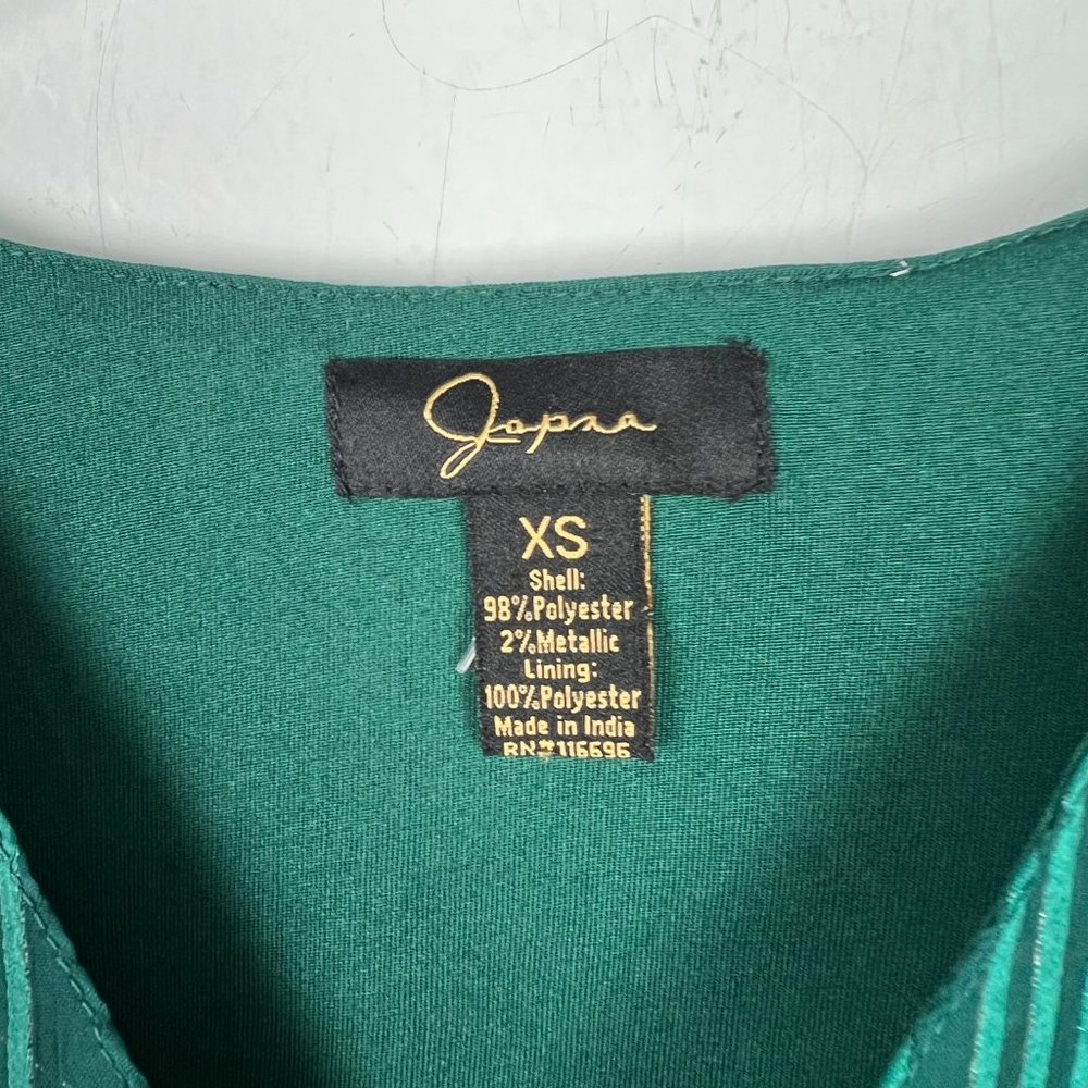 NWOT Japna Long Sleeve Striped Metallic Surplice Top Green Size XS NEW - Picture 7 of 11